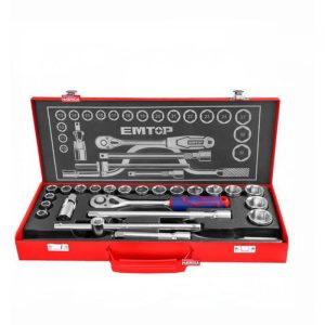 JUEGO DE RACHET 1/2" (Dados + Extensiones) EN MALETA DE METAL - 24 Piezas COD: ESKT12243
